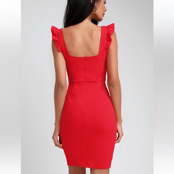 Lulu's Miriam Red Ruffled Bodycon Dress - Picture 2 of 5
